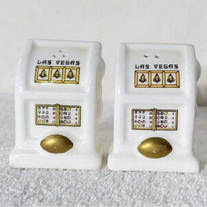 Vintage Las Vegas Ceramic Salt & Pepper Shakers Rare Collectible Nostalgia